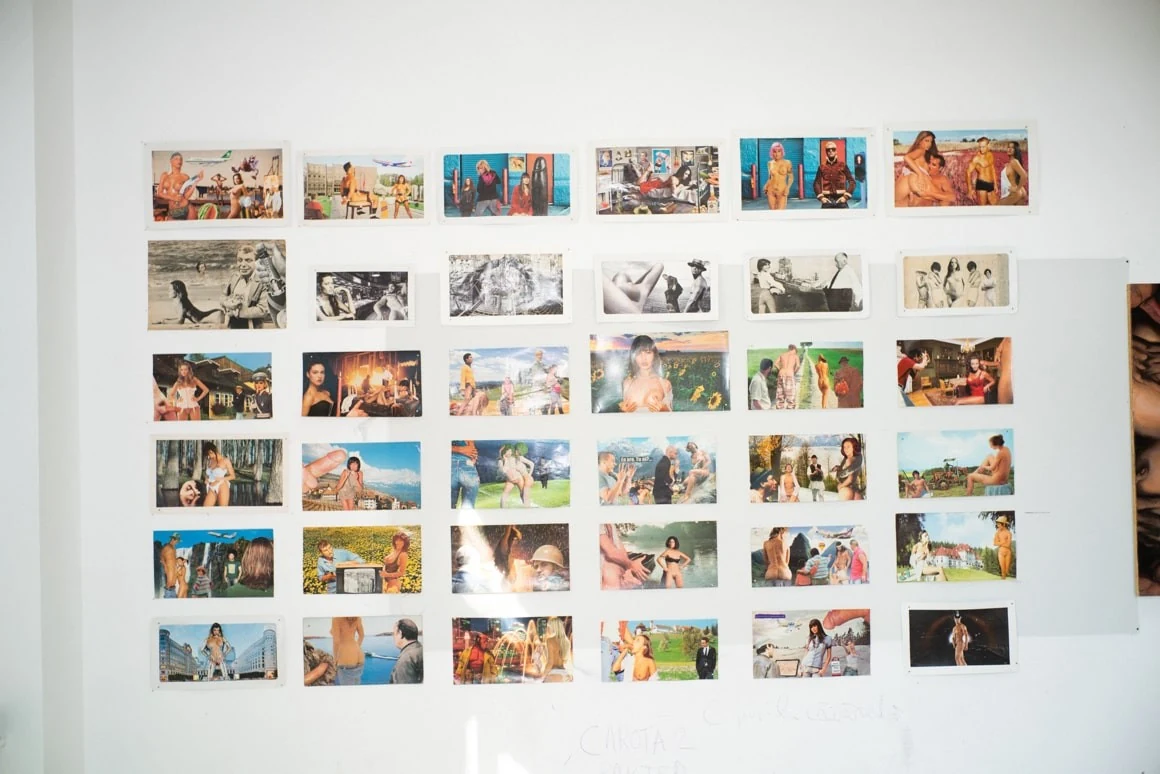 Colaje de Ion Bîrlădeanu în Expoziția Dan Popescu. Foto: Andrei Becheru.